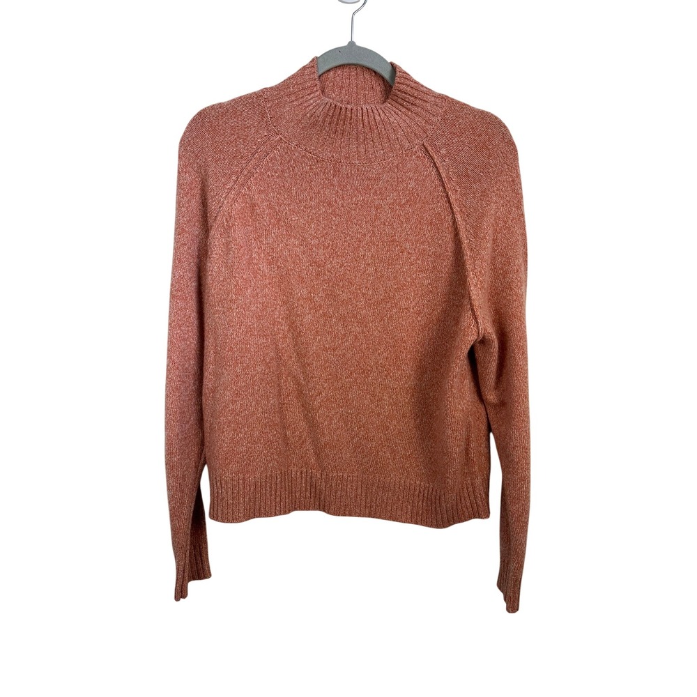 Collaboration Sweater Women S Orange Good 100% Cashmere Mock Neck Raglan Knit